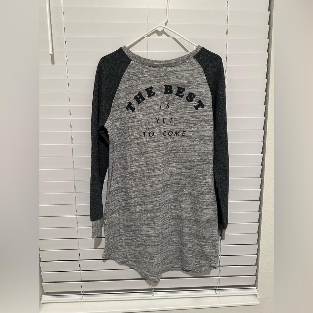 Bershka long sweatshirt. Size: Large. Color Gray/ dark gray(black) on the arms.